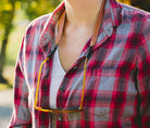 Women wearing Croakies Saddleback Leather Sunglass Strap wide oakbark