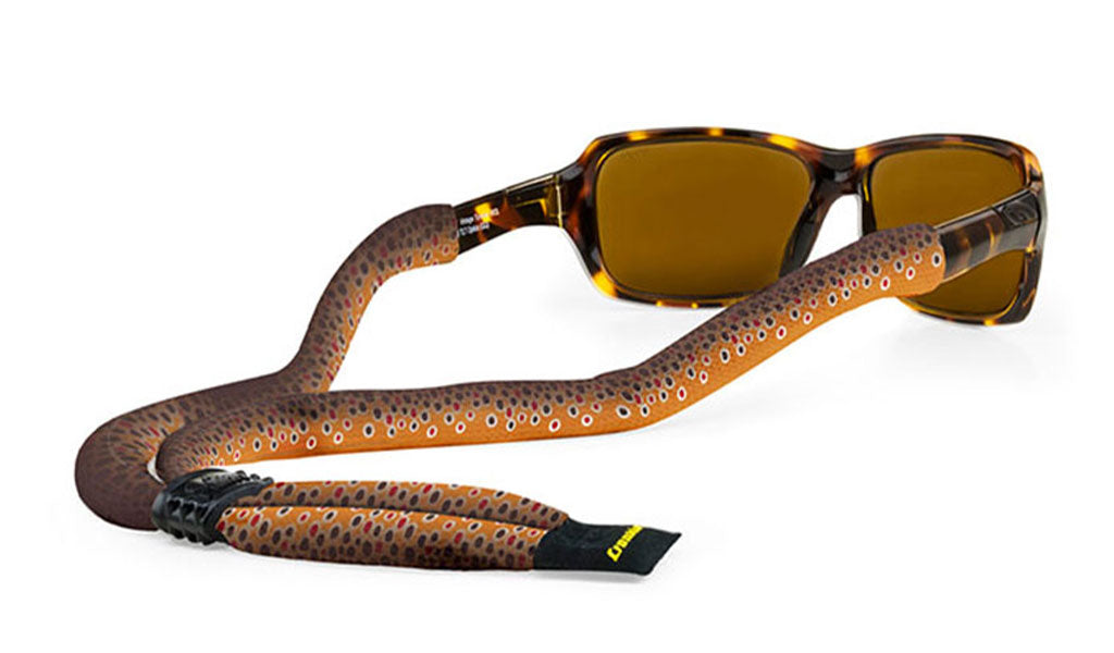 Croakies Print Suiter Sunglass Strap Brown Trout