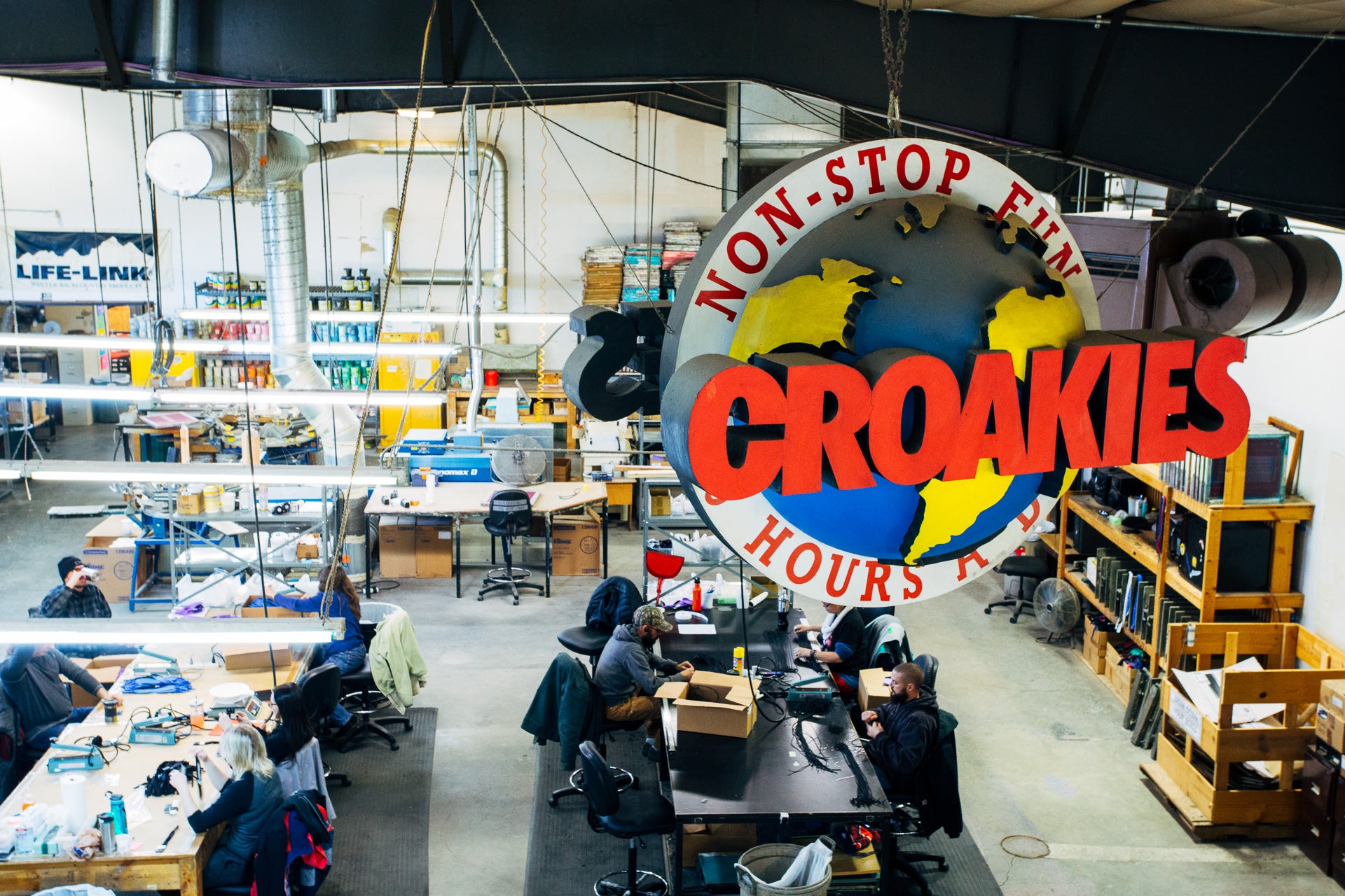 Birds eye view of the Croakies manufacturing facility